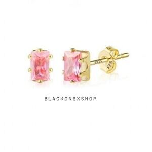 Pink Sterling Silver Square Stud Earrings